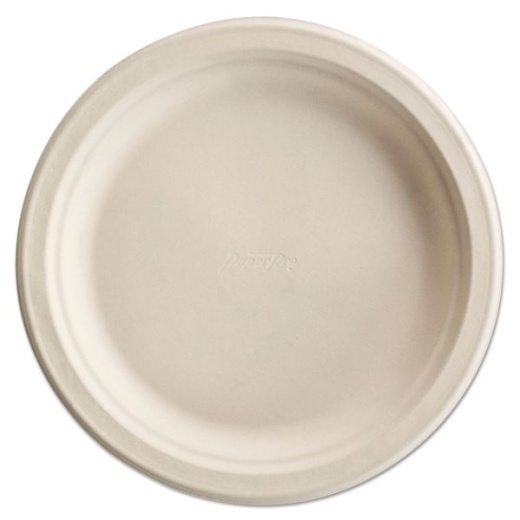 Chinet Paperpro Naturals Molded Fiber Dinnerware, Round Plates, 8.75" Dia, White, 125/Pack, 4 Packs/Carton