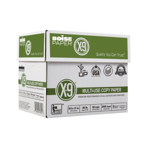 Boise X-9 Multi-Use Printer & Copy Paper, White, Letter (8.5" X 11"), 2500 Sheets Per Junior Case, 20 Lb, 92 Brightness – 80 Jr Cases Per Pallet
