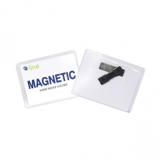 C-Line Magnetic Name Badge Holder Kit, Horizontal, 4W X 3H, Clear, 20/Box