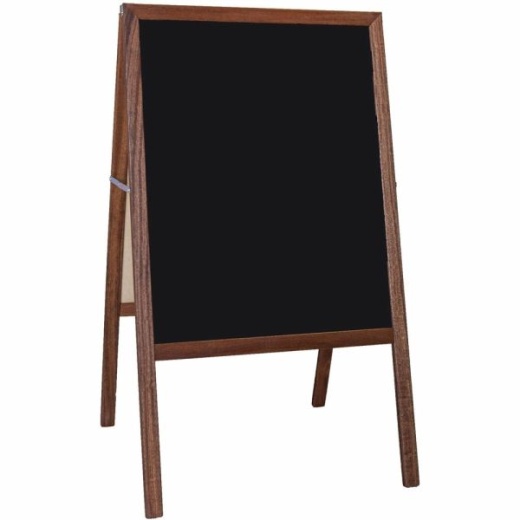 Flipside Stained Black Chalkboard Easel, 42" x 24", Brown Wood Frame