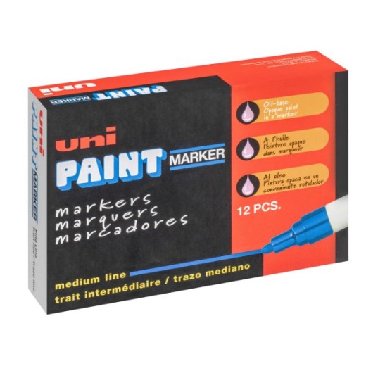 Uni -Paint Permanent Marker, Fine Bullet Tip, Assorted Colors, 6/Set