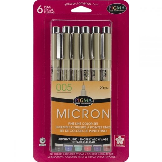 Pigma Micron Pens 005 .2mm 6/Pkg - Precision Fine Line Pens for Creative Pursuits