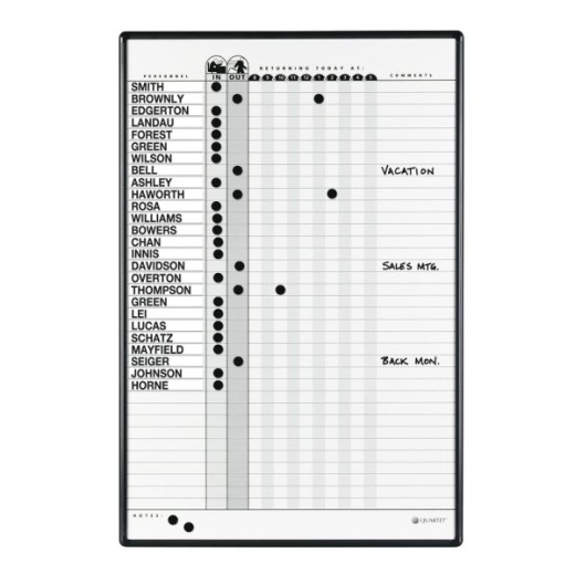Quartet Classic Duramax Magnetic Dry-Erase In/Out Board, 24" x 36" - Aluminum Frame with Black Finish