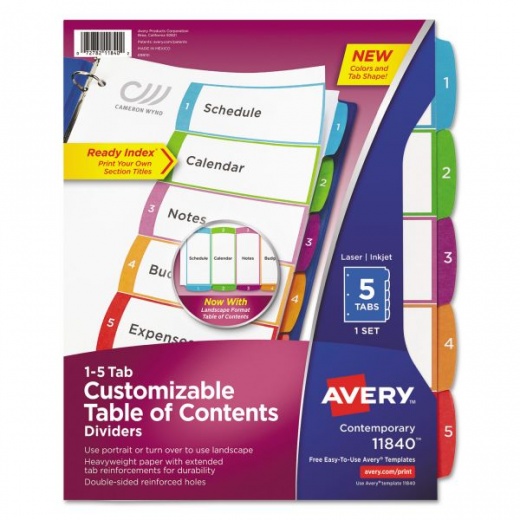 Avery Customizable TOC Ready Index Multicolor Tab Dividers