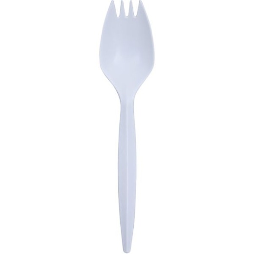 Genuine Joe Medium-Weight Spork - 1 Piece(S) - Spork - 1 X Spork - Disposable - Polypropylene - White - 1000 / Carton
