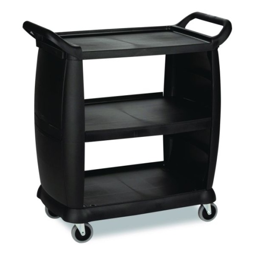 Boardwalk Bussing Cart, Plastic, 3 Shelves, 300 Lb Capacity, 18 X 36.25 X 38, Black