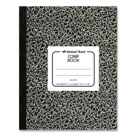 National Composition Book - Quadrille Rule (5 Sq/In), Black Marble Cover