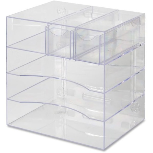 Rubbermaid Optimizers Four-Way Organizer with Drawers, Plastic, 10 x 13 1/4 x 13 1/4, Clear