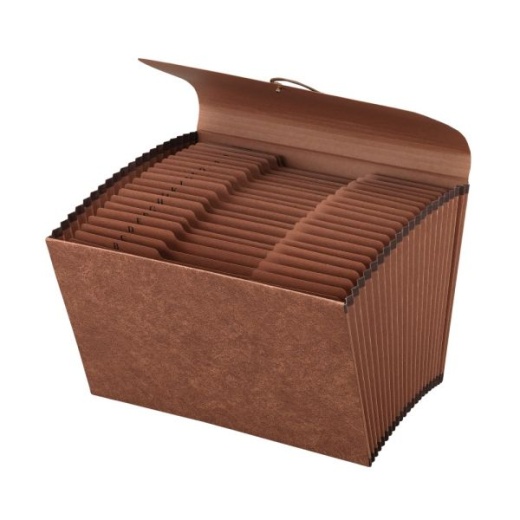 Faux Leather Expanding File, A-Z, 21 Pockets, Legal Size (8-1/2" X 14"), 1" Expansion, Red-Brown