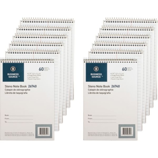 Business Source Steno Notebook - Wire-Bound Steno Notebook for Writing Support