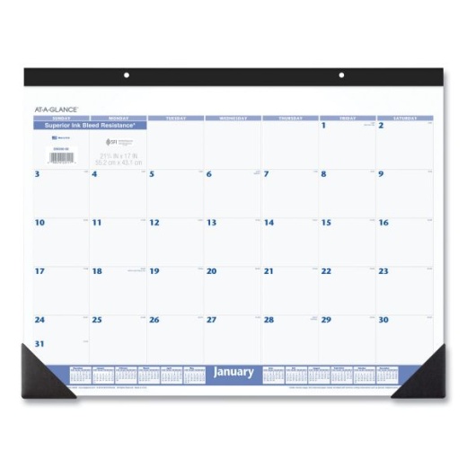 2025 At-A-Glance Desk Pad, 22 x 17, White Sheets, Black Binding, Black Corners, 12-Month (Jan to Dec)