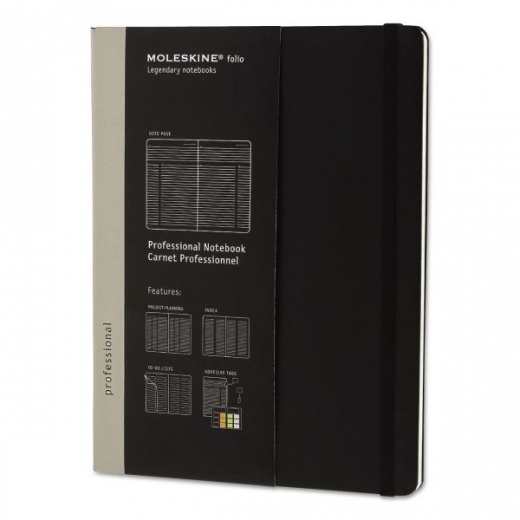 Moleskine Professional Notebook, 1-Subject, Narrow Rule, Black Hardcover, (192) 9.75 X 7.5 Sheets
