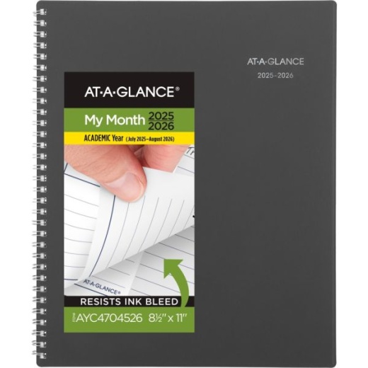 At-A-Glance Dayminder Academic 2025-2026 Monthly Planner, Charcoal, Large, 8 1/2" X 11"