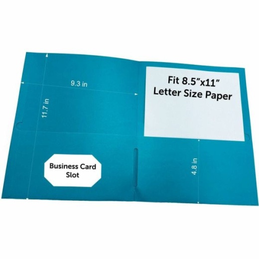 Business Source Letter Portfolio - 8 1/2" X 11" - 125 Sheet Capacity - 2 Inside Front & Back Pocket(S) - Teal - 25 / Box