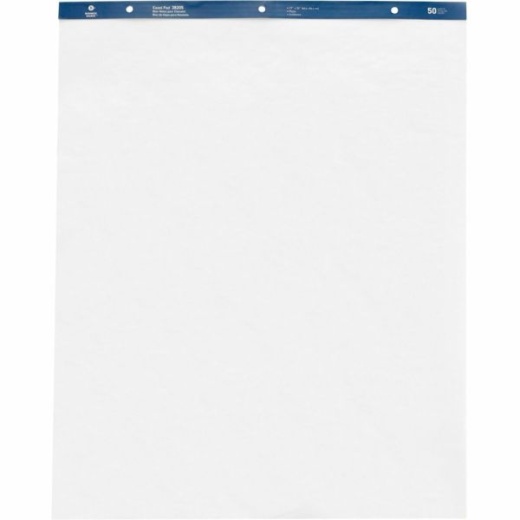 Business Source Standard Easel Pad - 50 Sheets - Plain - 15 Lb Basis Weight - 27" X 34" - White Paper - Perforated - 4 / Carton