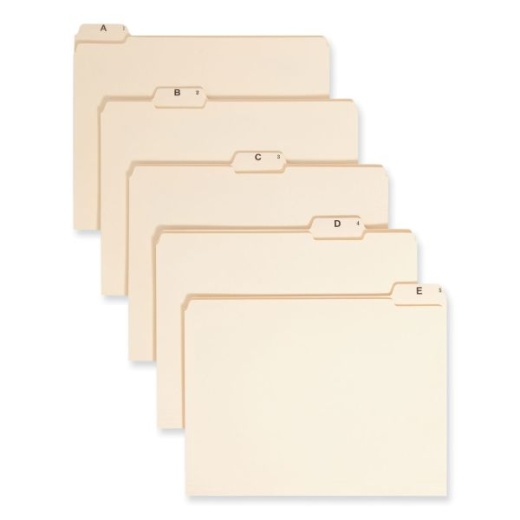 Smead Indexed File Folder Sets, 1/5-Cut Prelabeled Tabs: A to Z, Letter Size, 0.75" Expansion, Manila, 25/Set