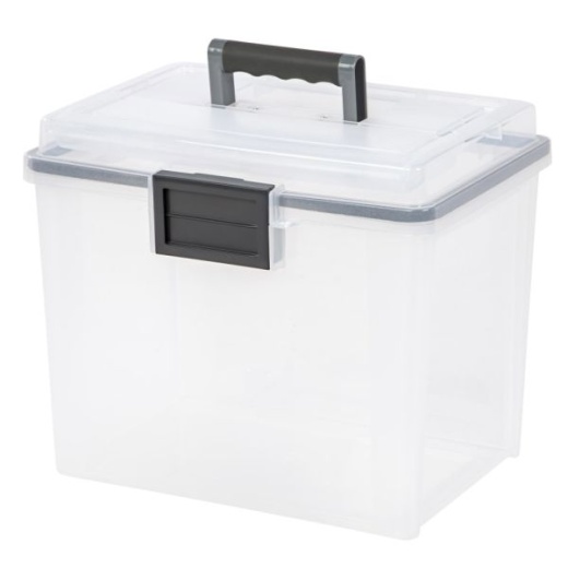 Iris Weathertight Mobile Storage File Box, 11 1/2" x 13 3/4" x 10 7/16", Clear