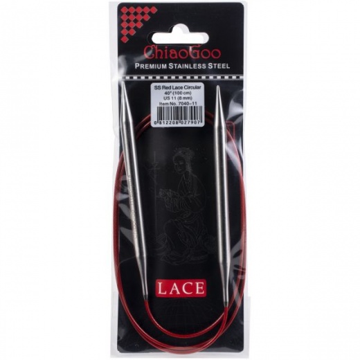 Chiaogoo Red Lace Stainless Circular Knitting Needles 40"