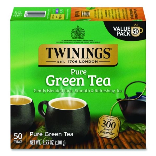 Twinings Tea Bags, Green, 3.53 Oz, 50/Box