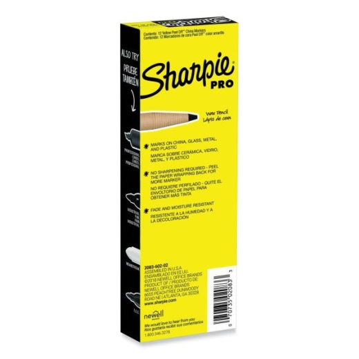 Sharpie Peel-Off China Markers, Yellow, Pack Of 12