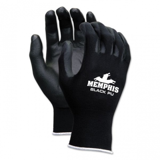 MCR Safety Economy PU Coated Work Gloves, Black, X-Large, Dozen