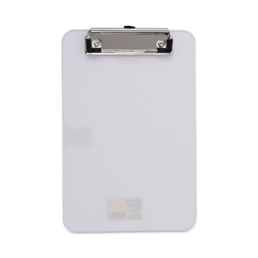 Universal Plastic Clipboard With Low Profile Clip, 0.5" Clip Capacity, Holds 5 x 8 Sheets, Clear