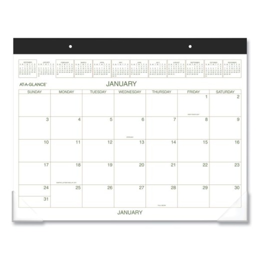 At-A-Glance Two-Color Desk Pad, 22 X 17, White Sheets, Black Binding, Clear Corners, 12-Month (Jan To Dec): 2025