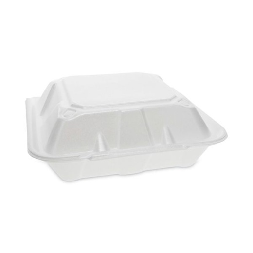 Foam Tray, Three Compartment, Hinged Lid