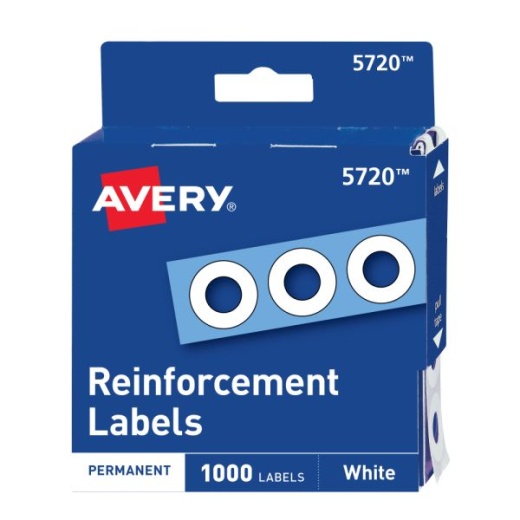 Avery Permanent Self-Adhesive Hole Punch Reinforcement Labels
