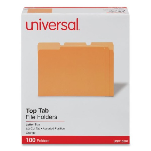 Universal Deluxe Colored Top Tab File Folders, Assorted Orange