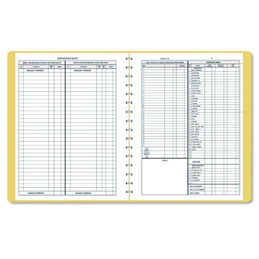 Dome Simplified Monthly Bookkeeping Record - 4 Column Format, Tan Cover, 128 Sheets/Book