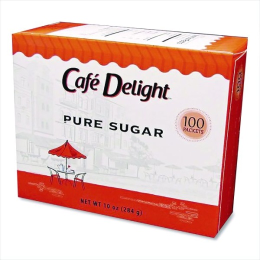 Café Delight Pure Sugar Packets - 100 Packets/Box