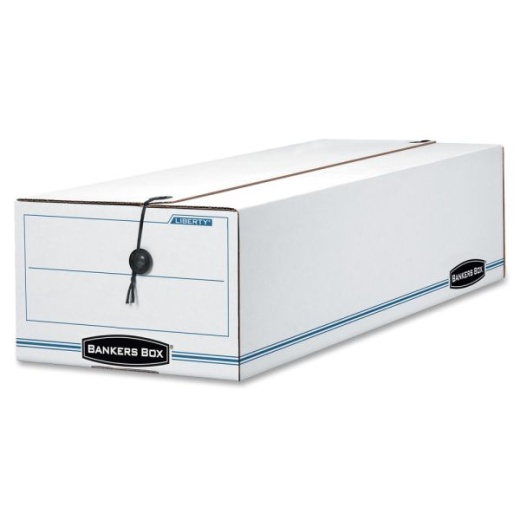 Bankers Box Liberty Corrugated Storage Boxes, 4 1/2" X 6 1/4" X 24", White/Blue, Case Of 12