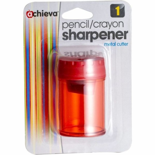 Officemate Double Barrel Pencil/Crayon Sharpener - 2 Hole(S) - Translucent Red