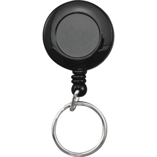 Advantus Clip-On Ring Retractable ID Reel - 12 / Box - Black - Sturdy