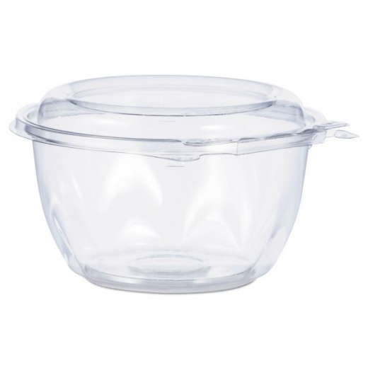Tamper-Resistant, Tamper-Evident Bowls with Dome Lid - 16 Oz, 5.5" Diameter x 3.1"H, Clear, Plastic