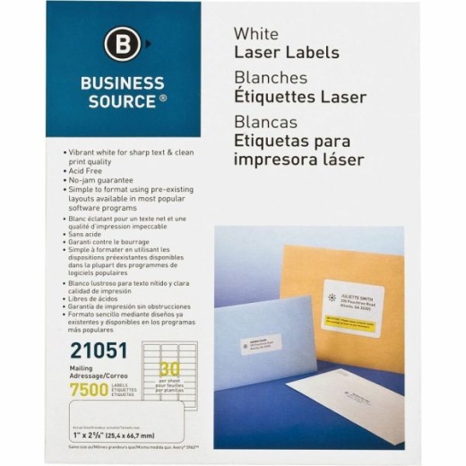 Business Source Bright White Premium-Quality Address Labels