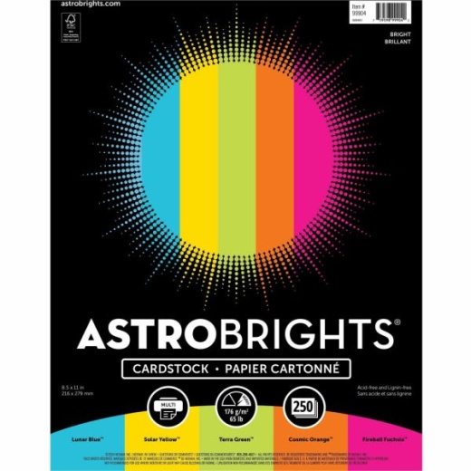 Astrobrights Color Card Stock - 5 Assorted Colors, High-Impact, Durable, and Printable