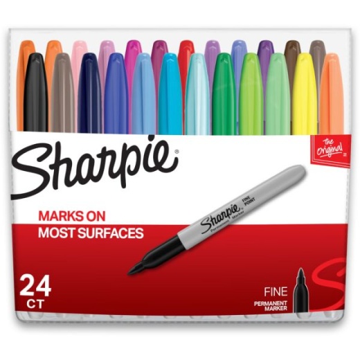 Sharpiepermanent Markers, Fine Point, Assorted Colors, Set Of 24, Pouch