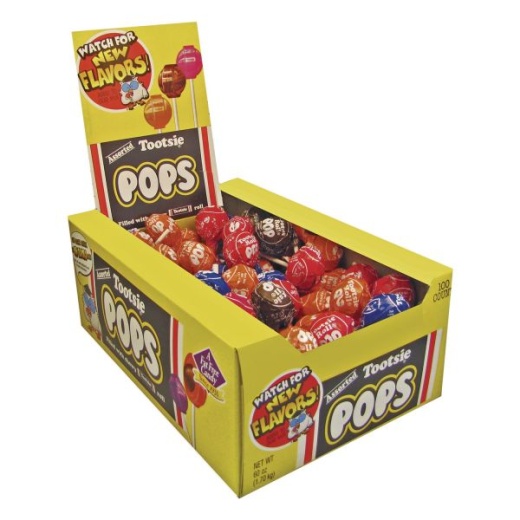 Tootsie Roll Tootsie Pops, Assorted Original Flavors, 0.6 Oz Lollipops, 100/Box
