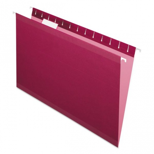 Pendaflex Colored Reinforced Hanging Folders, Legal Size, 1/5-Cut Tabs, Burgundy