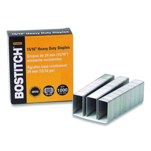 Bostitch Heavy-Duty Premium Staples, 0.94" Leg, 0.5" Crown, Carbon Steel, 1,000/Box