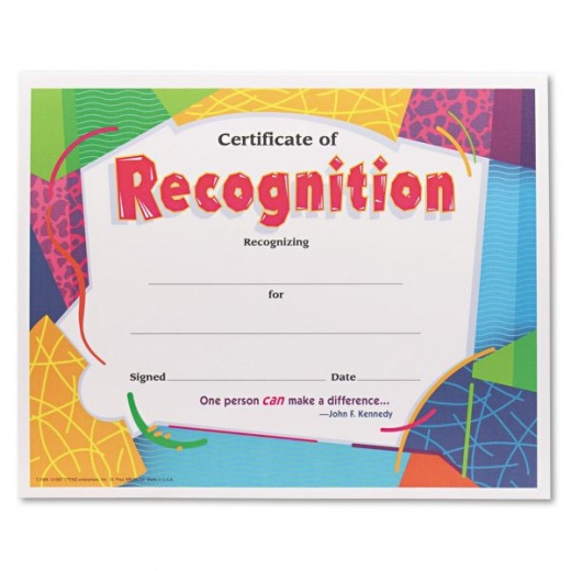Trend Certificate Of Recognition Awards