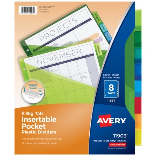 Avery Big Tab Insertable Plastic Dividers With Pockets
