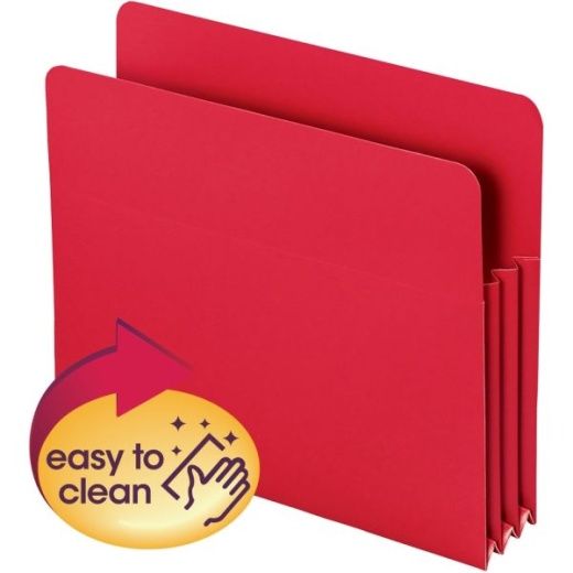Smead Poly Expanding File Pockets, Letter Size, 3 1/2" Expansion, Red, Pack Of 4