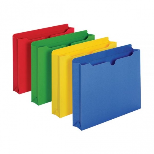 Office Depot Color File Jackets, 2" Expansion, 8 1/2" x 11", Letter Size, Assorted Colors, Pack Of 10