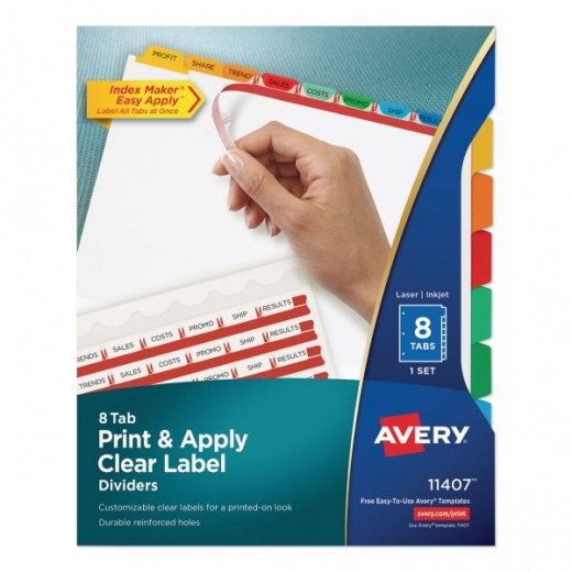 Avery Print and Apply Index Maker Clear Label Dividers