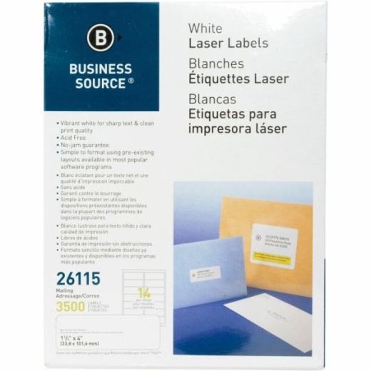 Business Source Bright White Premium-Quality Address Labels
