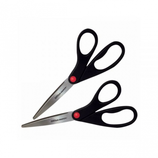 8" Straight Black Scissors, Pack of 2