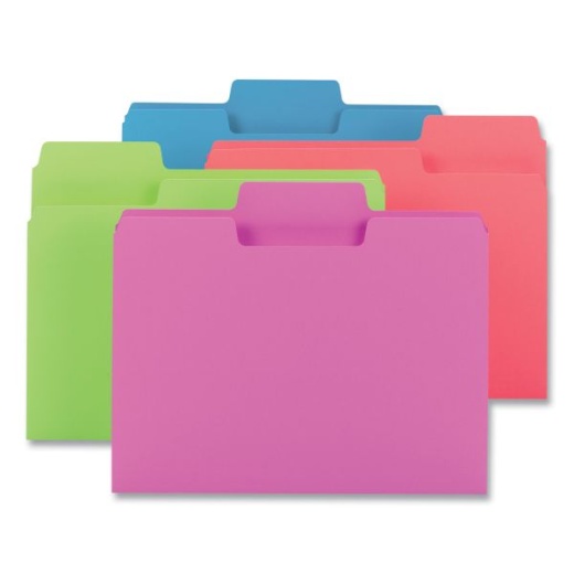 Smead Supertab Colored File Folders, 1/3-Cut Tabs: Assorted, Letter Size, 0.75" Expansion, 11-Pt Stock, Assorted Colors, 24/Pack